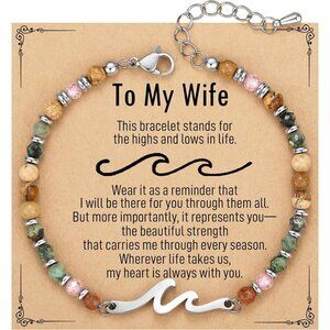 Wave Bracelet Stainless Steel Bead Chain Gift for Wife Anniversary